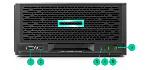 HPE ProLiant MicroServer Gen10 Plus 前面(外部)