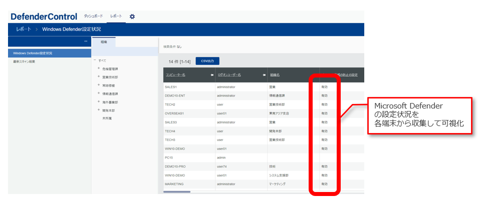 設定レポート
