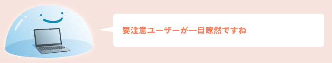 要注意ユーザーが一目瞭然ですね