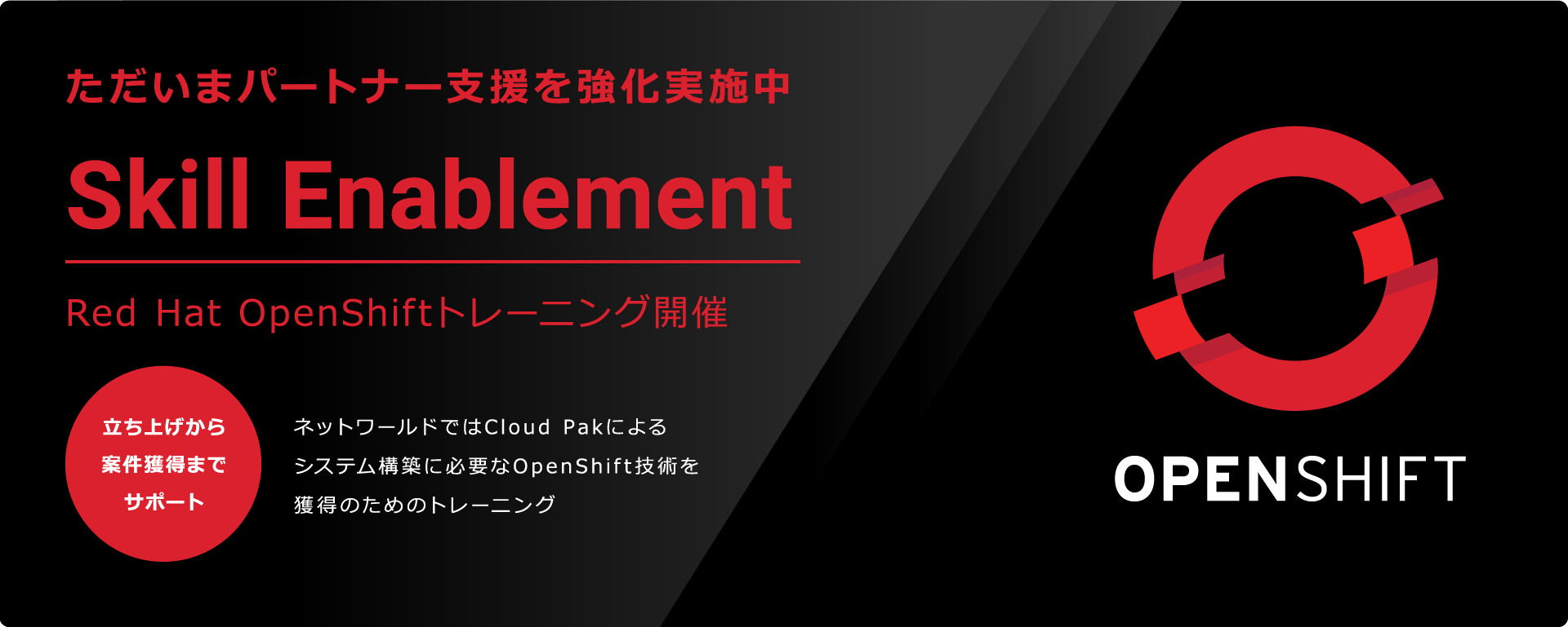 ただいまパートナー支援を強化実施中 Skill Enablement Red Hat OPEN SHIFT トレーニング開催